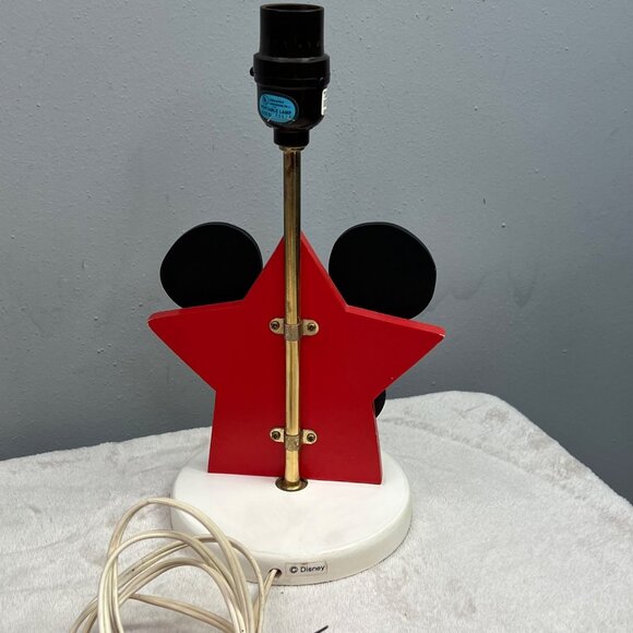 Disney Mickey Mouse Wooden Lamp Table Desk Star Shape Red Black Kids Room - Picture 4 of 7